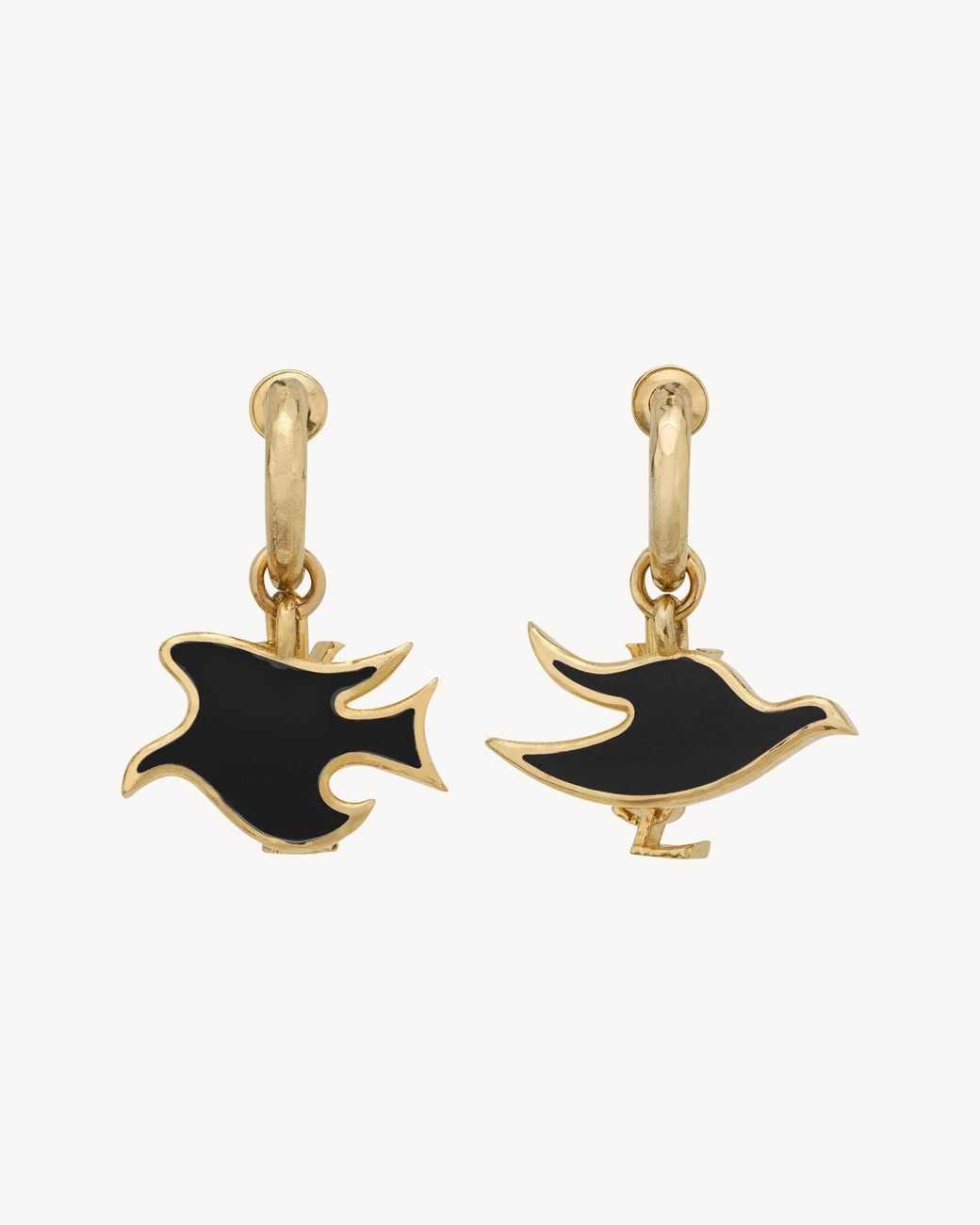 Saint Laurent Multicolor Cassandre Dove Charm Hoop Earrings