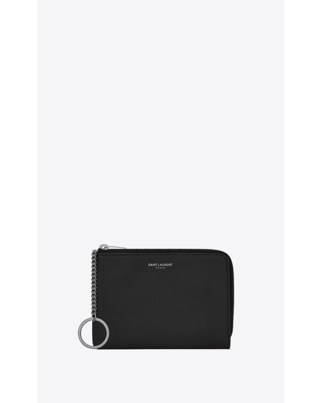 saint laurent paris slim key case in grain de poudre embossed leather