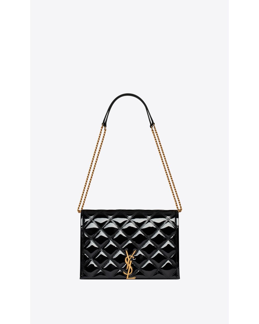 Saint Laurent Becky Mini Chain Bag In Quilted Patent Leather in Black Lyst