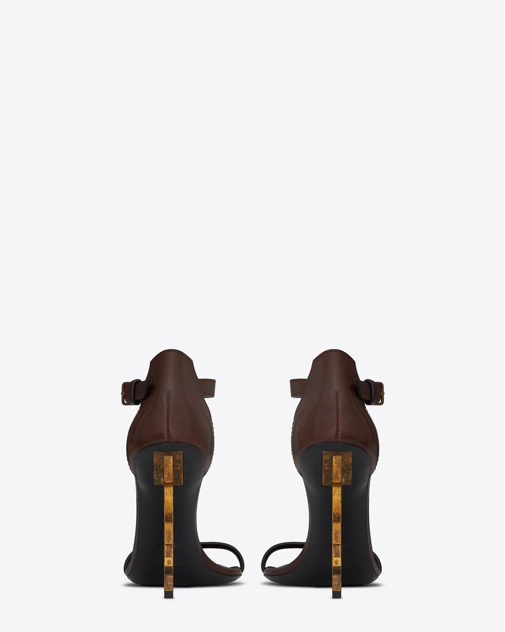 Saint Laurent Plain Leather Pin Heels Party Style Elegant Style Logo 2023-24FW, Brown, 41