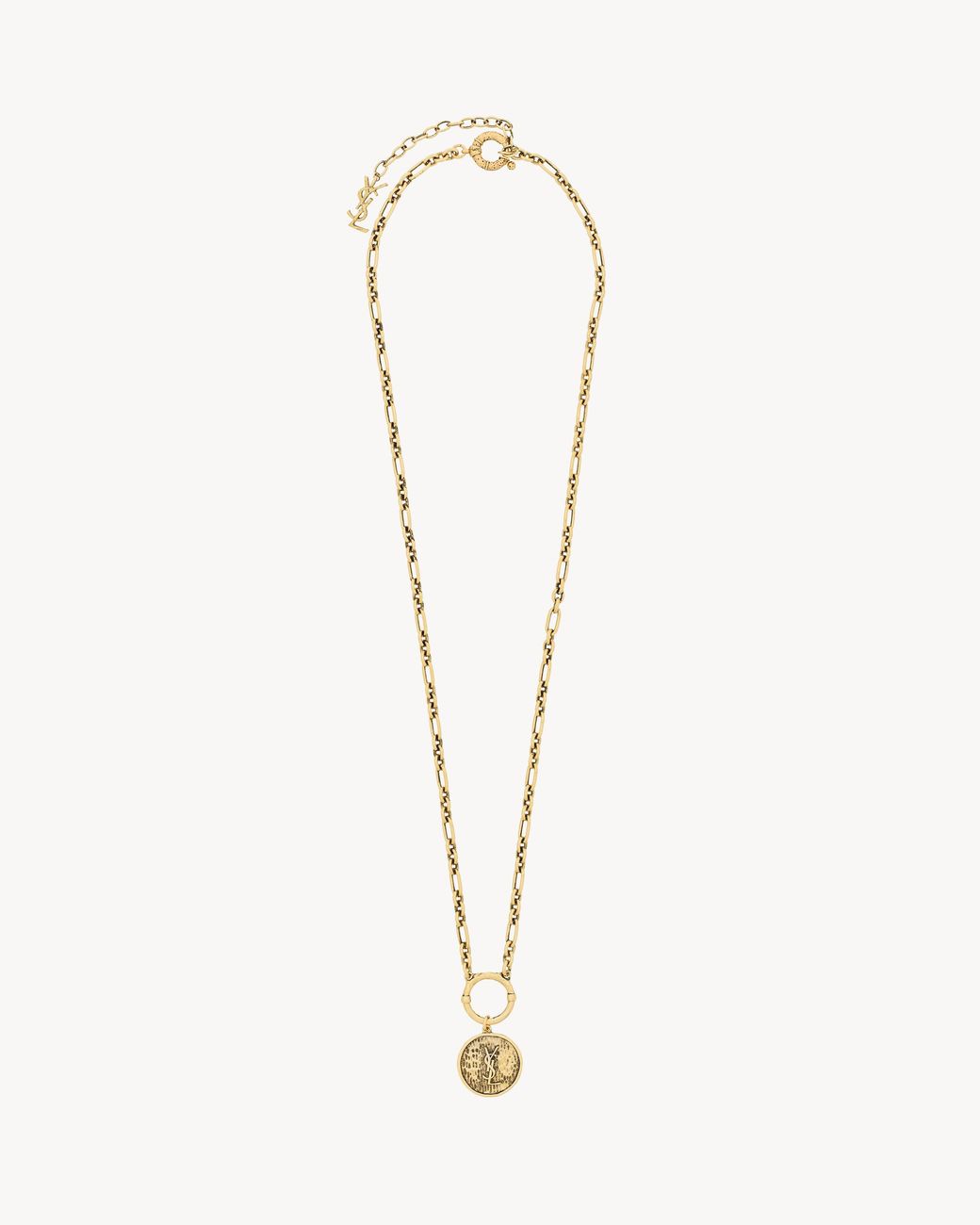 Saint Laurent Natural Cassandre Medallion Necklace