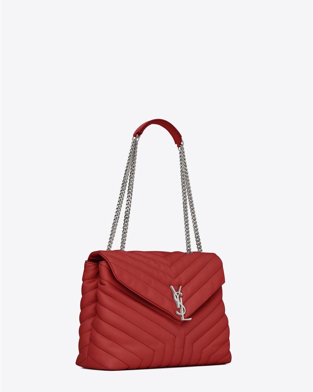 Saint Laurent Medium Loulou Monogram Chain Bag In Lipstick Red y Matelasse Leather Lyst