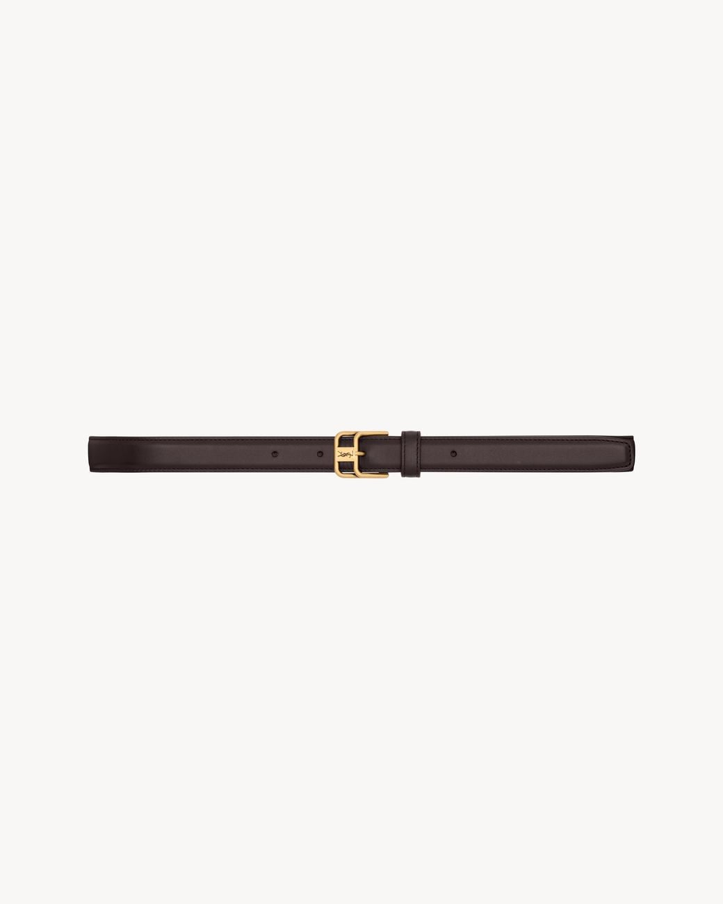 Saint Laurent Natural Cassandre Double-Buckle Thin Belt
