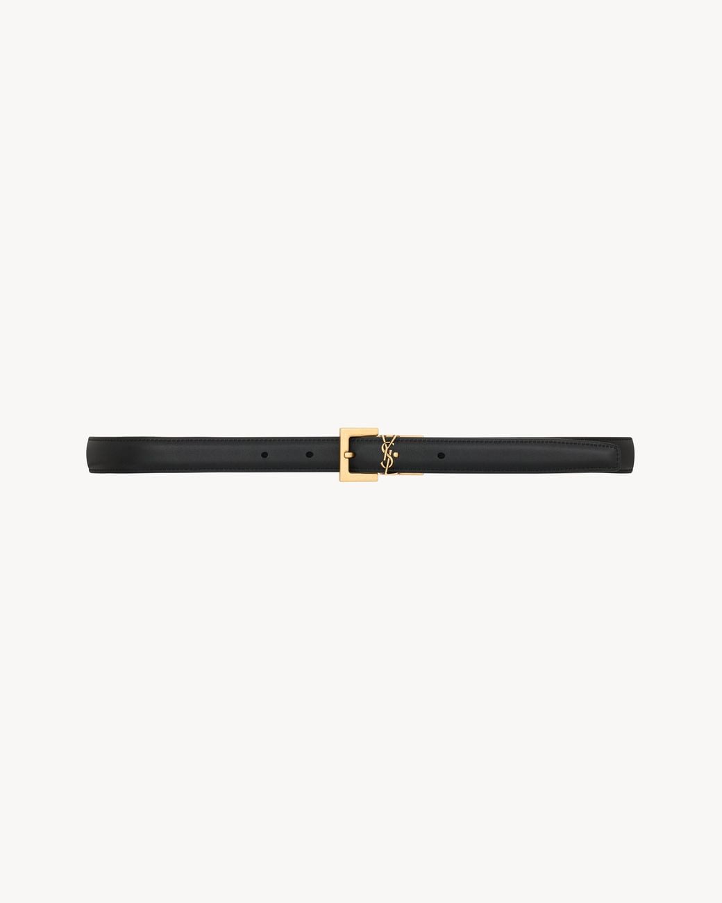 Saint Laurent White Cassandre Thin Reversible Belt