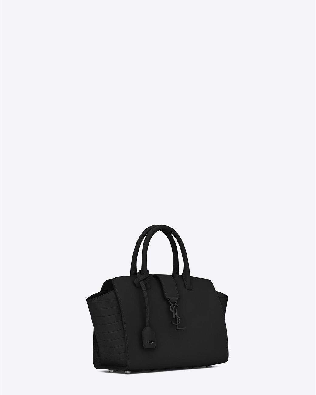 Saint Laurent Black Croc Embossed Leather Baby Downtown Cabas Tote