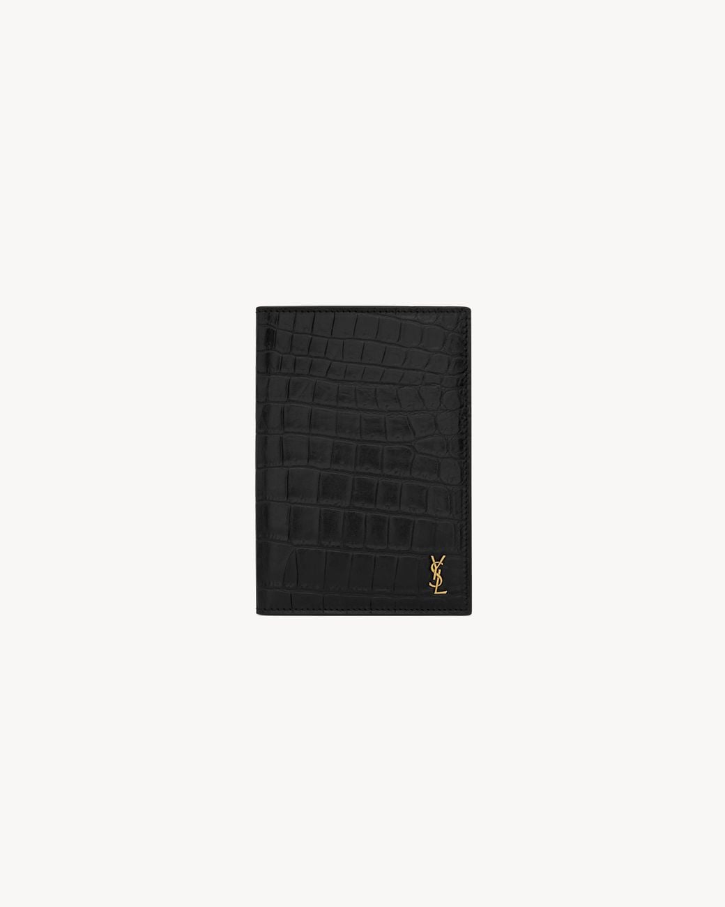 Saint Laurent Black Tiny Cassandre Passport Holder for men