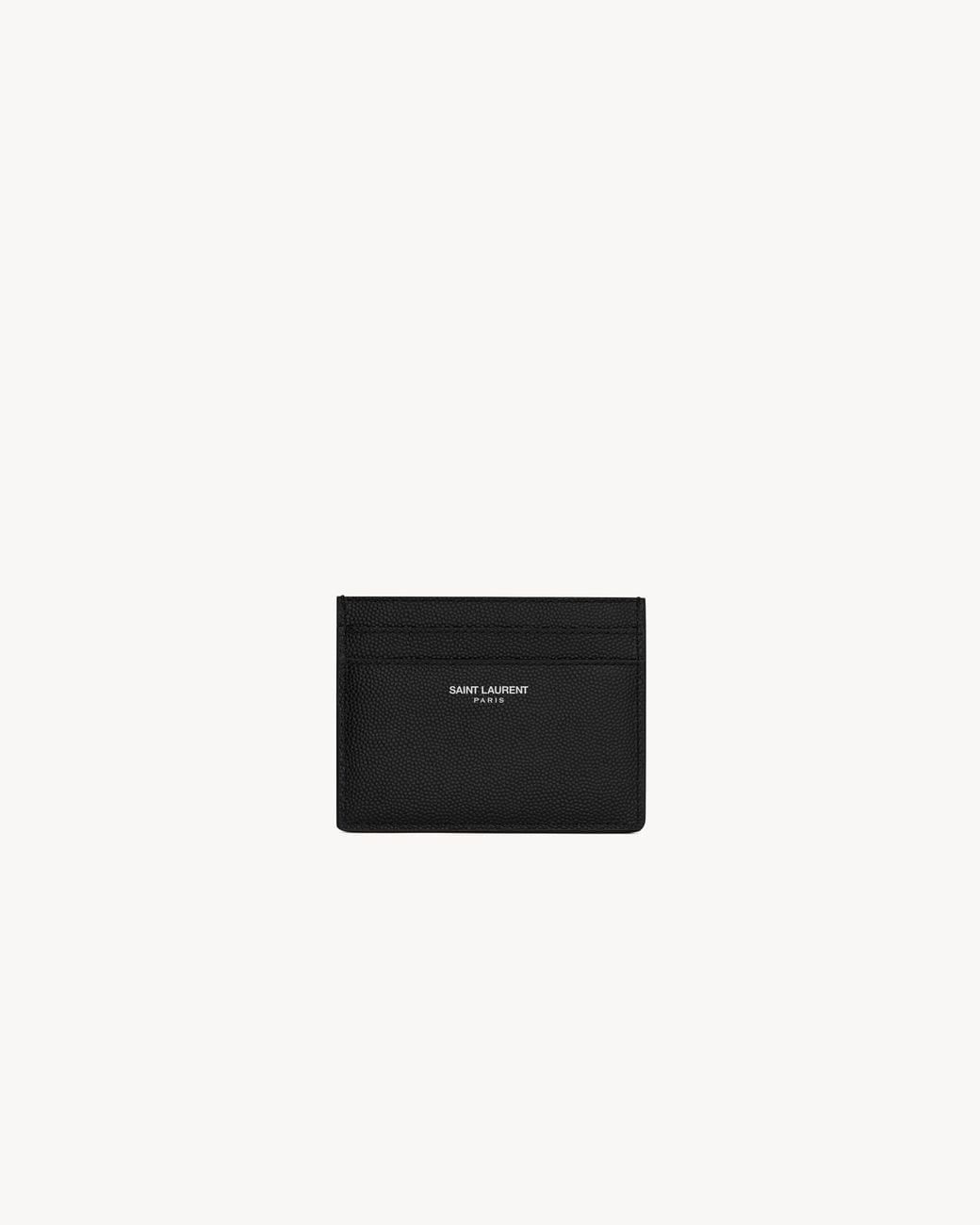 Saint Laurent White Paris Porte-cartes En Cuir Embossé Grain De Poudre for men