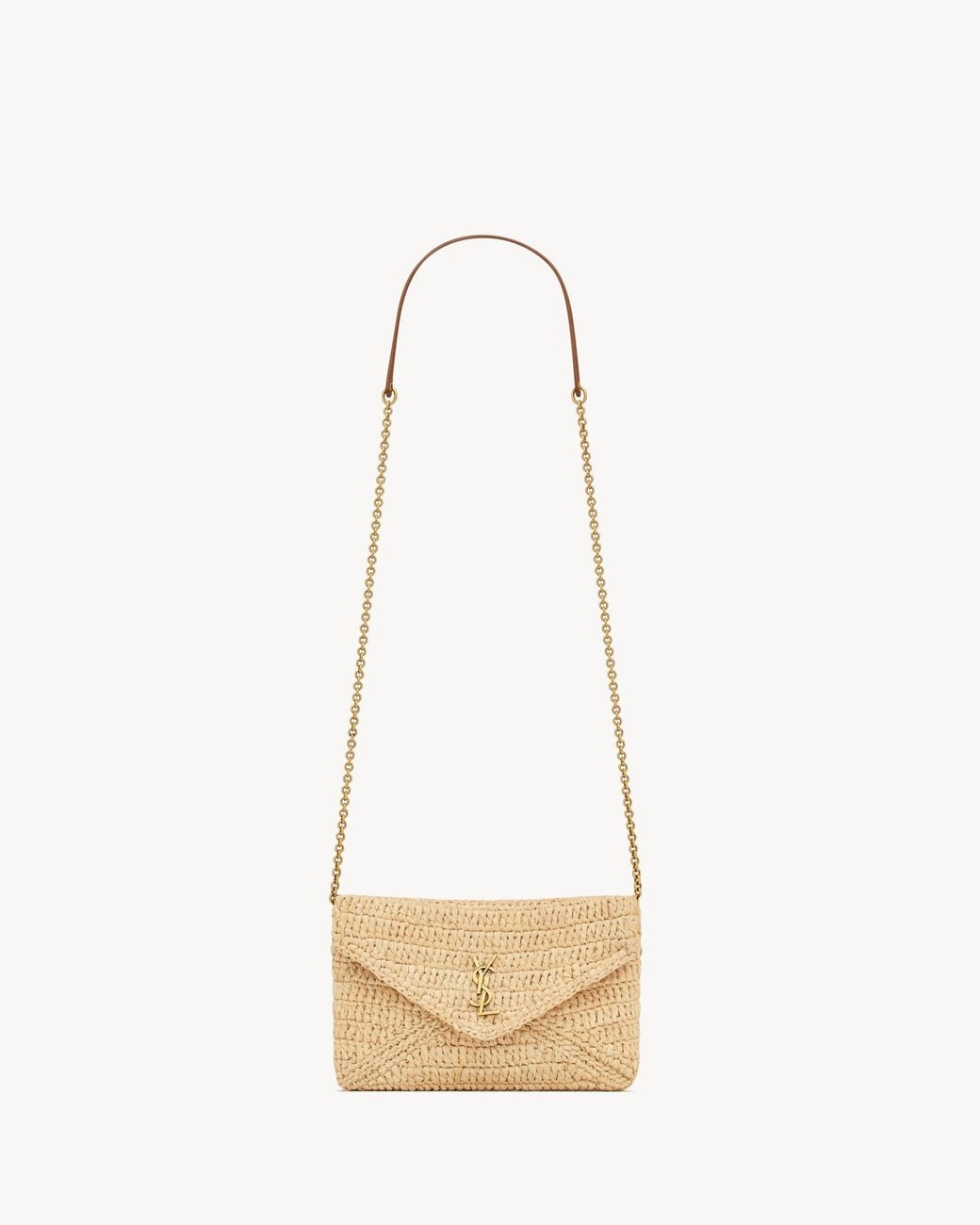 Saint Laurent Natural Cassandre Small Chain Pouch