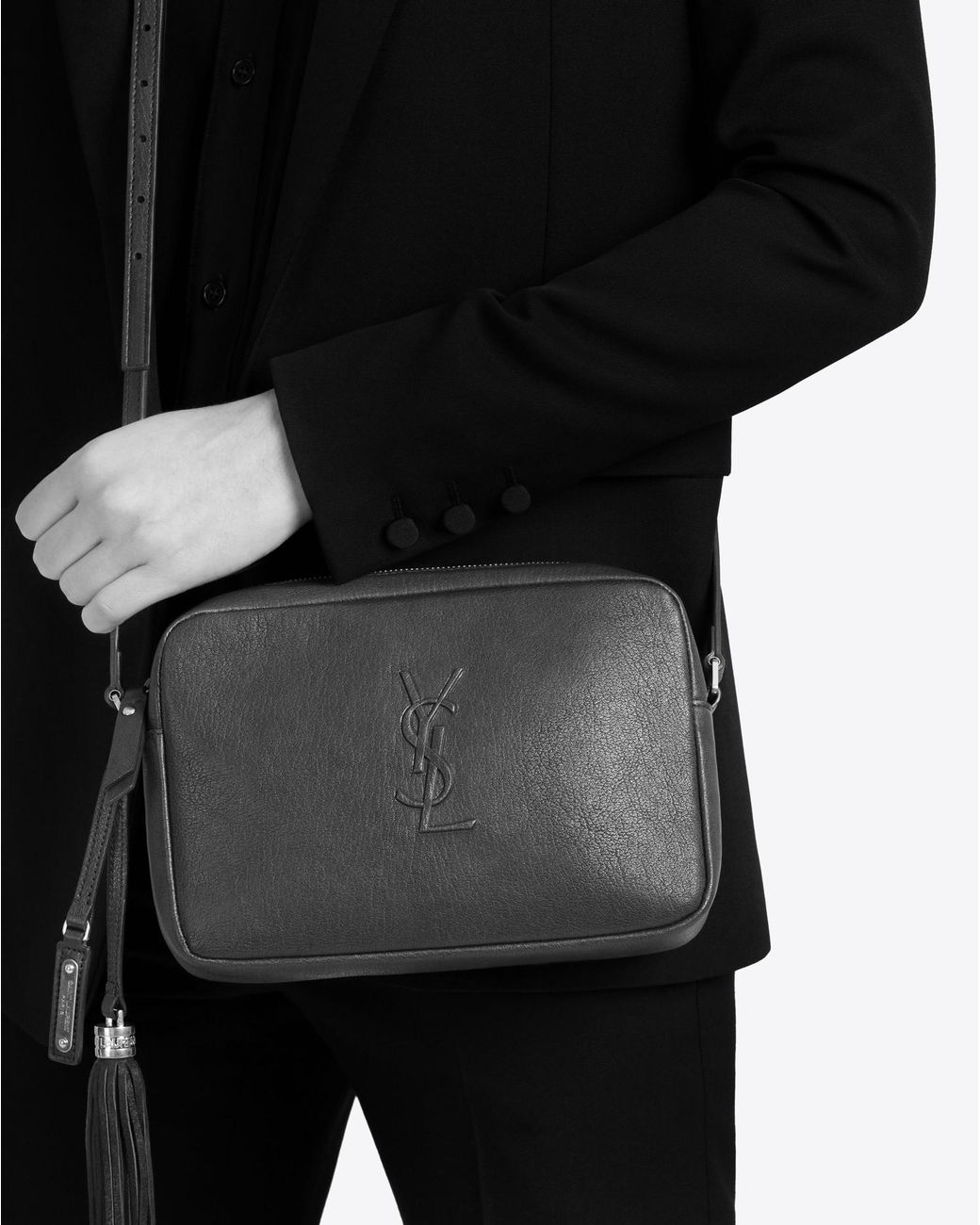 Saint Laurent Small Lou Camera Bag In Dark Beige Leather in Natural