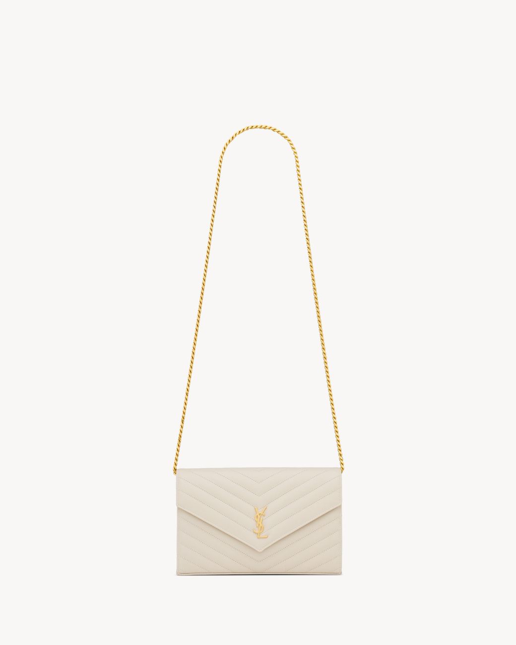 Saint Laurent White Classic Cassandre Chain Wallet