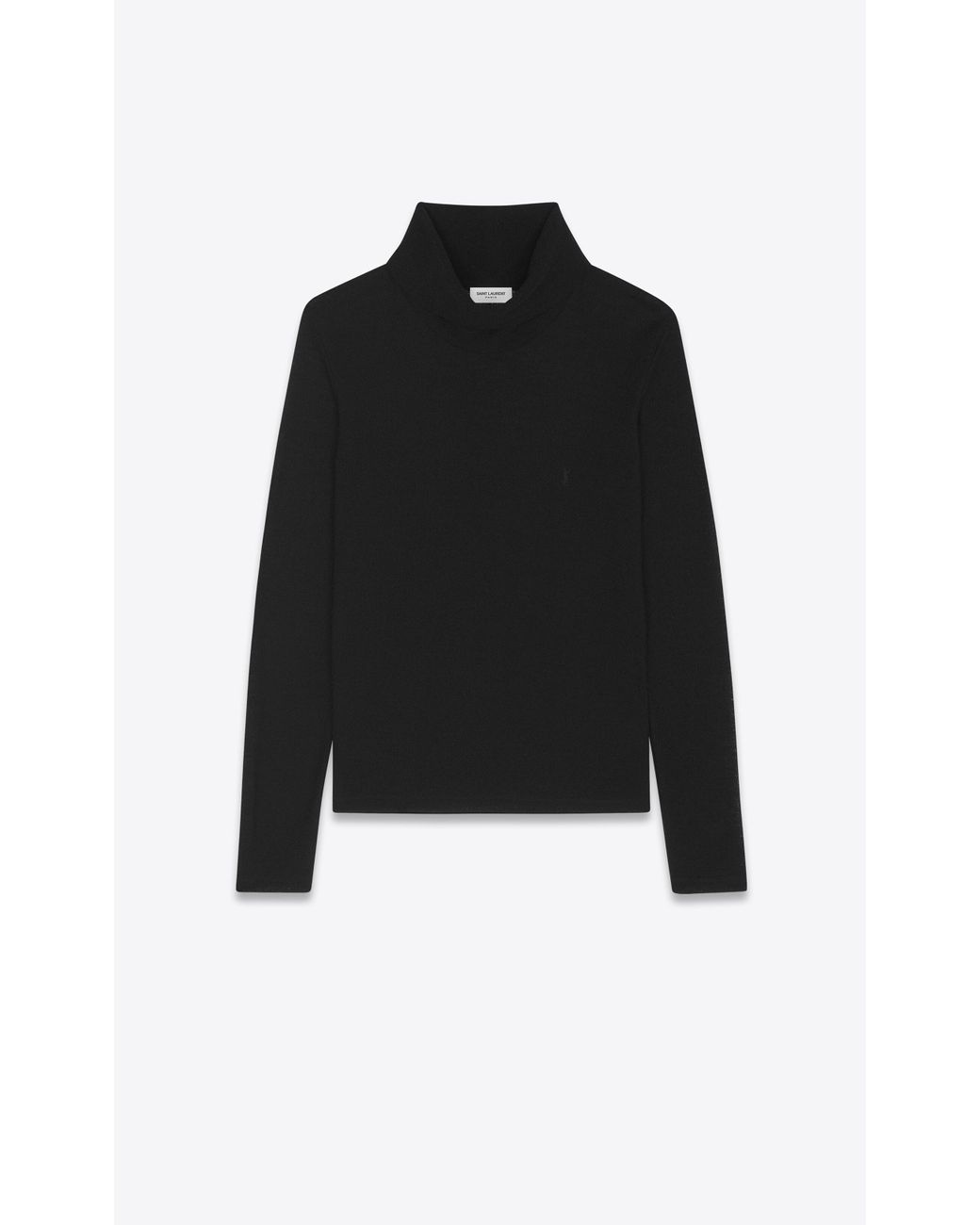 Saint Laurent Monogram Turtleneck T-shirt In Wool Jersey in Black | Lyst
