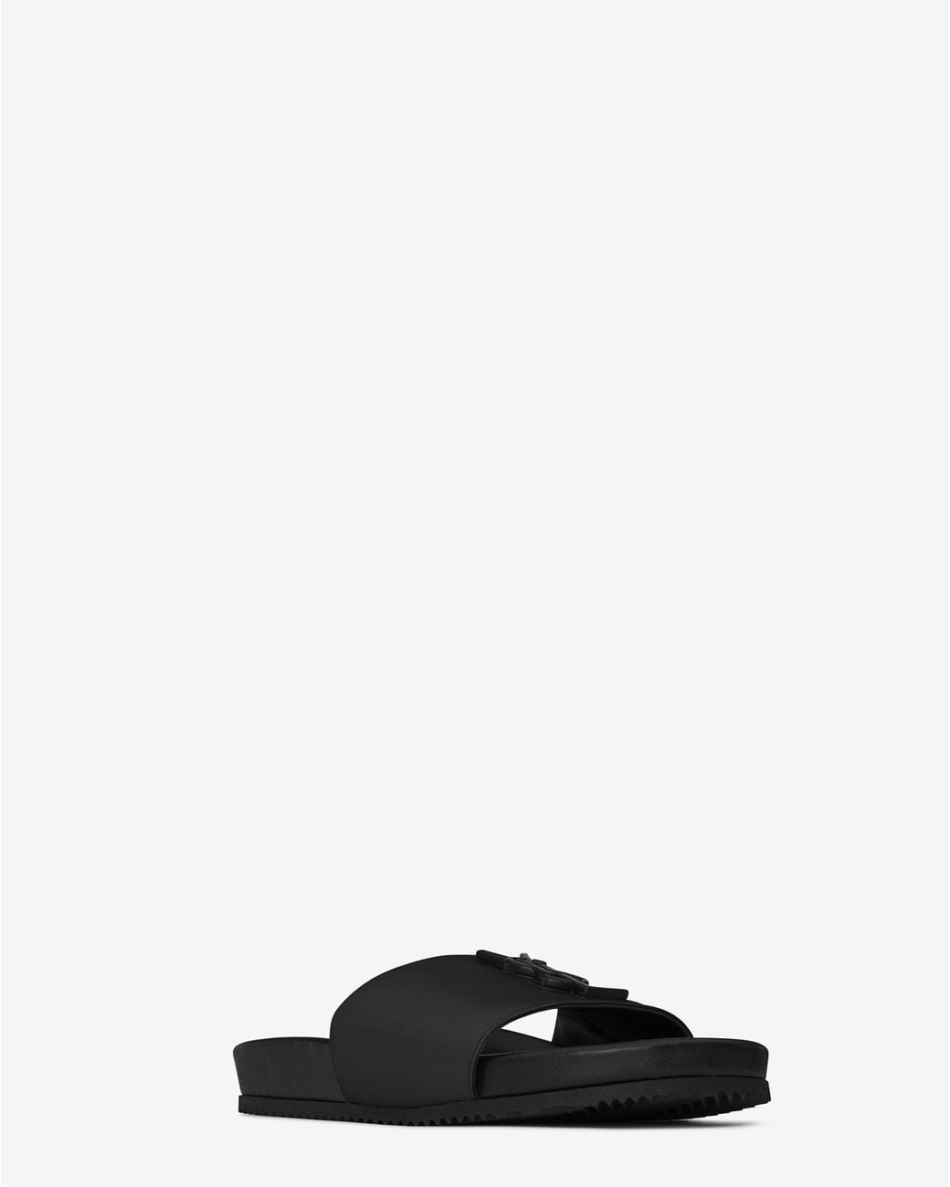 Saint Laurent Joan Logo Leather Slides 