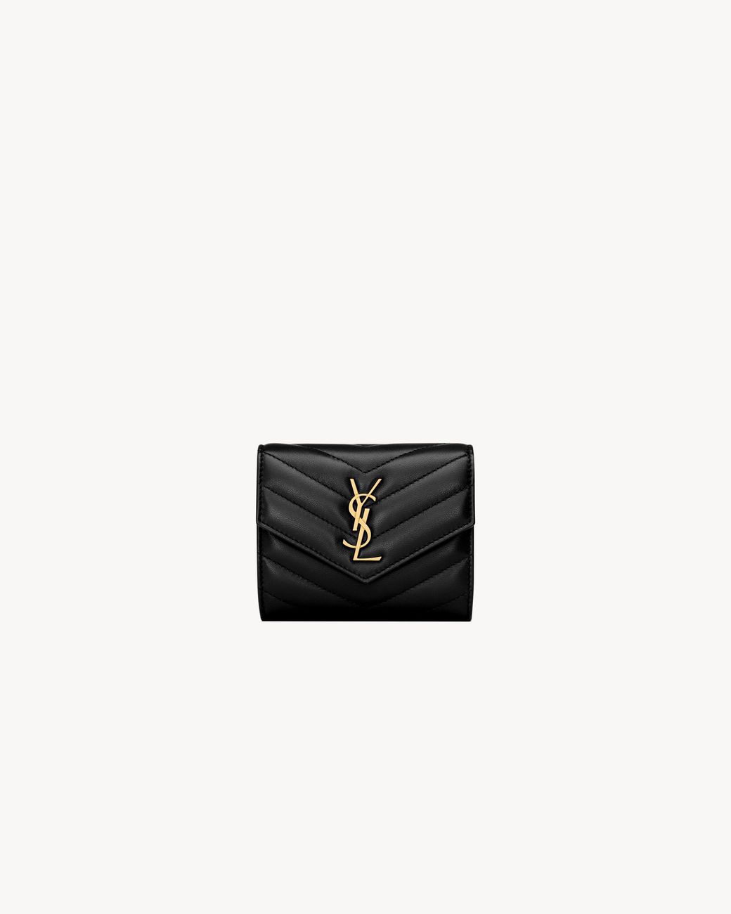 Saint Laurent White Cassandre Matelassé Multi-Fold Wallet
