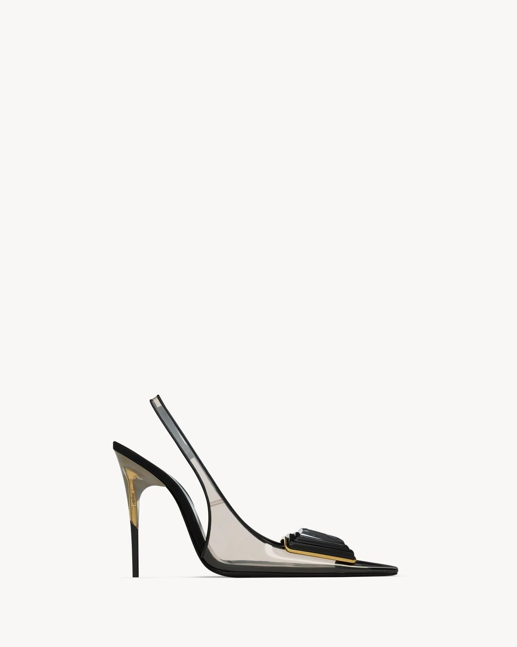 Saint Laurent White Sibyl Slingback Pumps