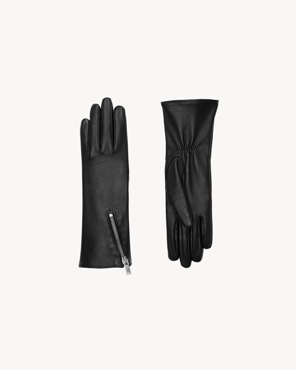 Saint Laurent Black Zip Gloves