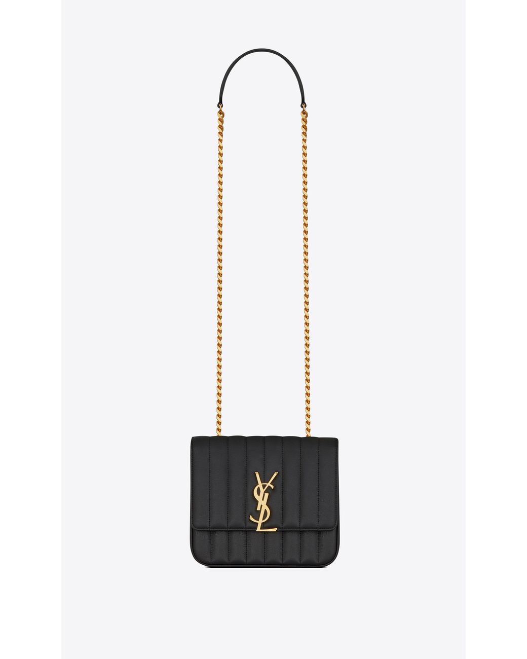 Saint Laurent Lambskin Matelasse Monogram Vicky Small Shoulder Bag