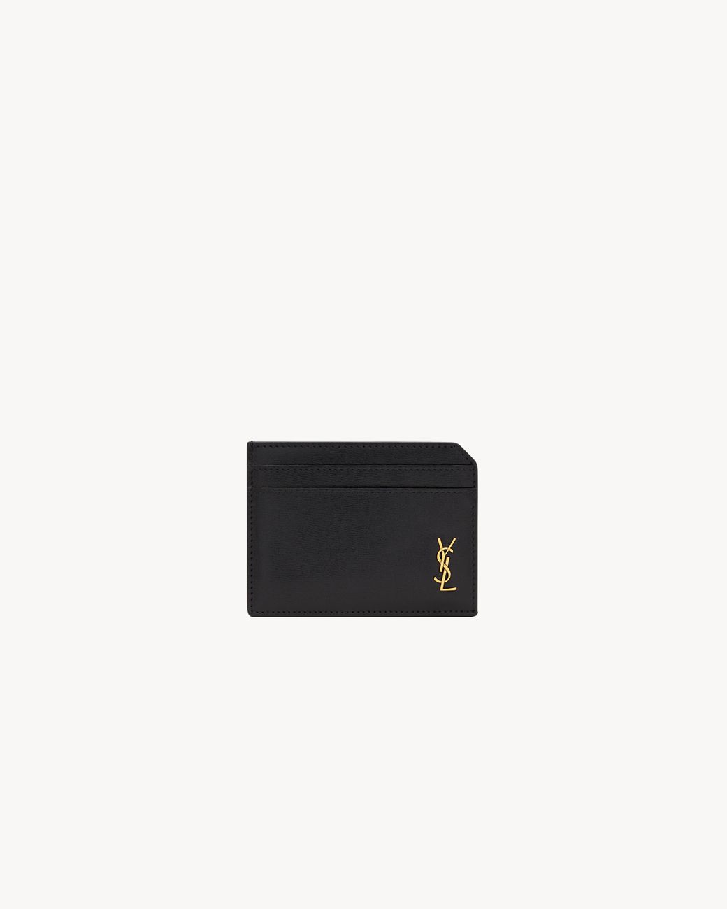 Saint Laurent White Tiny Cassandre Open Card Case for men