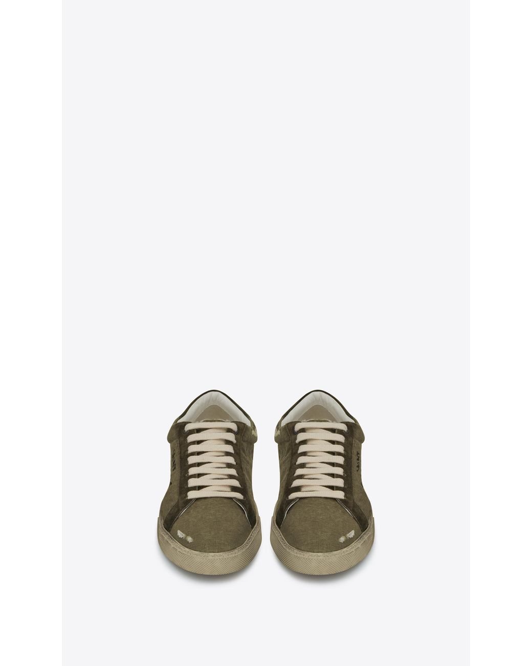スニーカー Saint Laurent Olive Green Nylon Court Classic Sl 39 Sneakers Saint Laurent Court Classic Sl/06 Sneakers In Embroidered