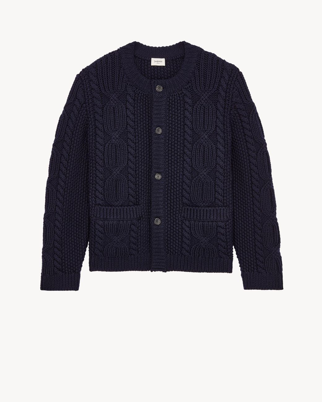 Saint Laurent Blue Cable-Knit Cardigan for men