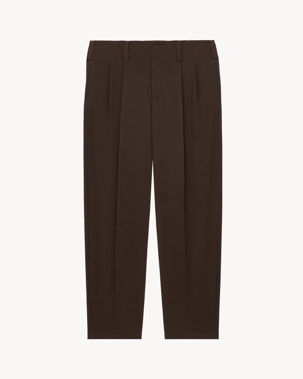 Saint Laurent Brown Tuck Mid Rise Chinos for men