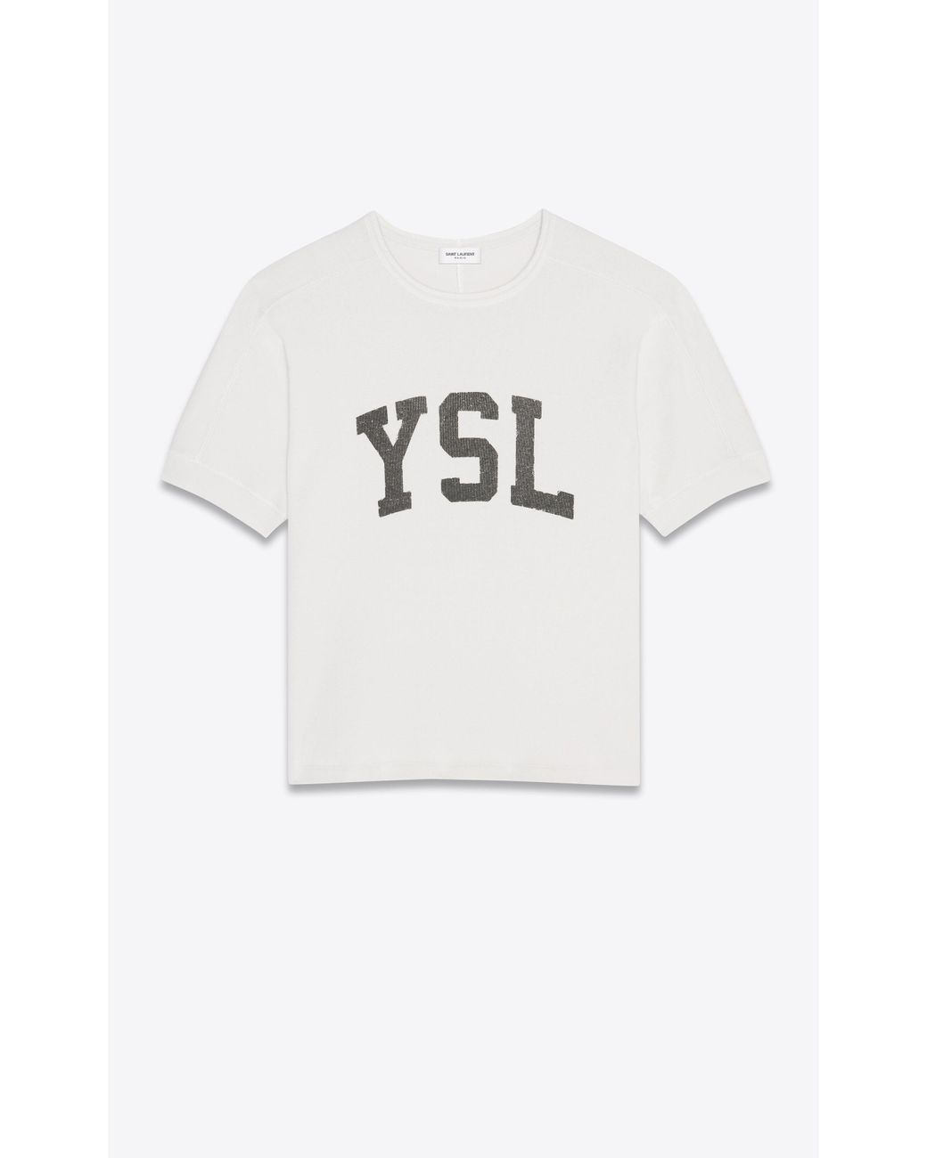 希少【Saint Laurent】SLホワイトTシャツ SAINT LAURENT - Silk-Satin T-Shirt - White Saint Laurent