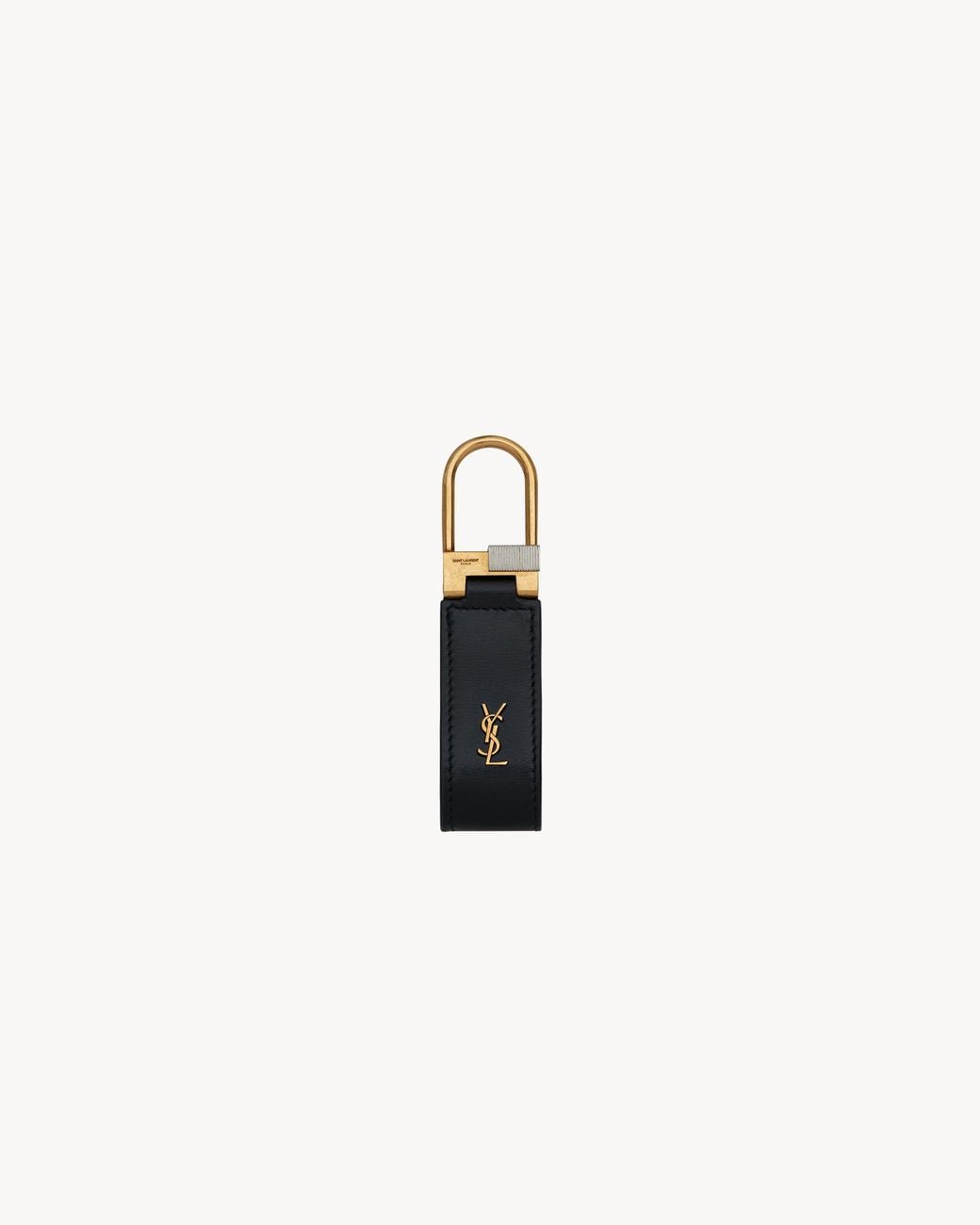Saint Laurent White Tiny Cassandre Keyring for men
