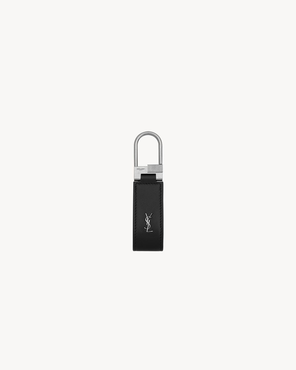Saint Laurent White Tiny Cassandre Keyring for men