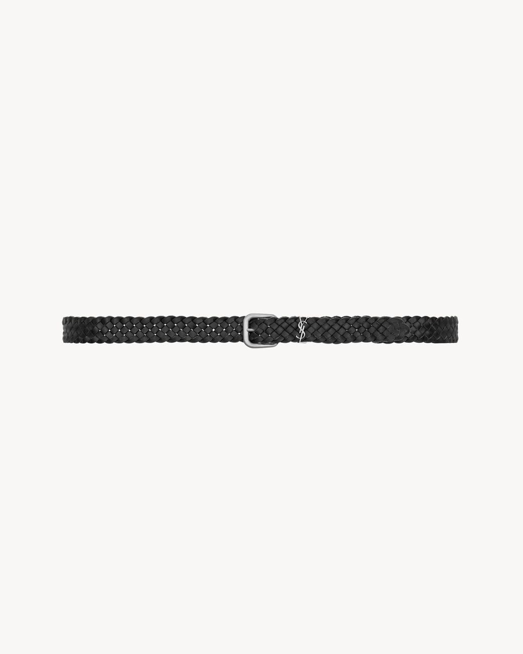 Saint Laurent Natural Cassandre Rectangular Buckle Belt for men