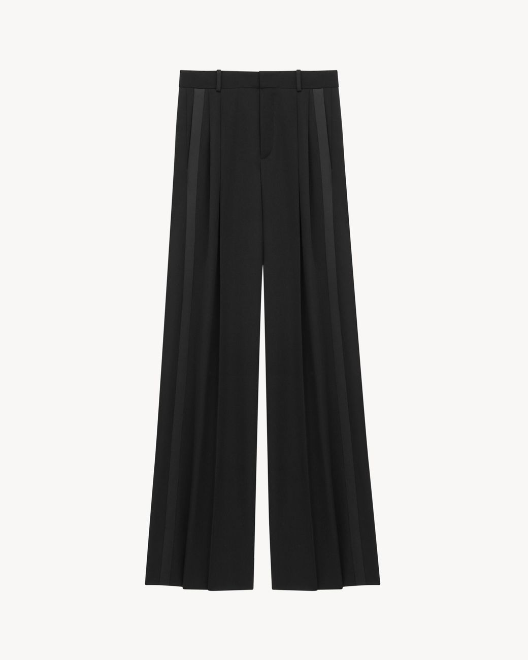 Saint Laurent Black Wide-Leg Tuxedo Pants for men