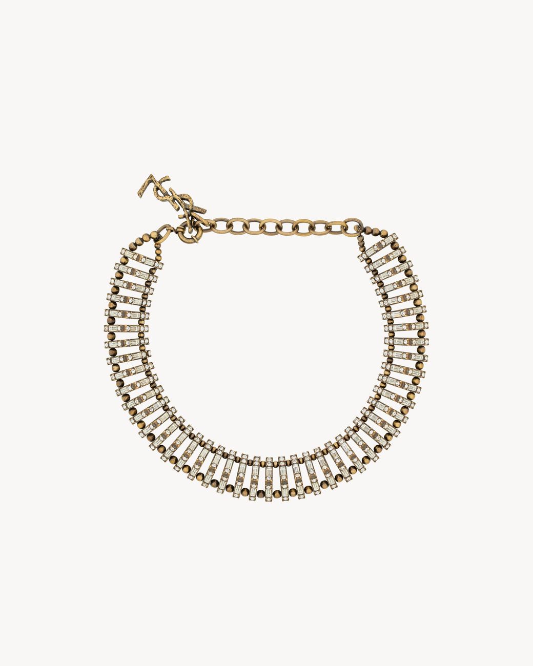 Saint Laurent Metallic Crystal Pyramid Necklace
