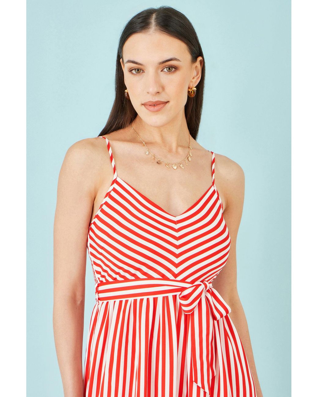 Yumi' Red Stripe Midi Sun Dress