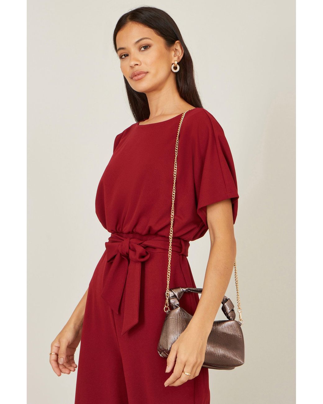 Yumi' Textured Small Knot Handle Handbag