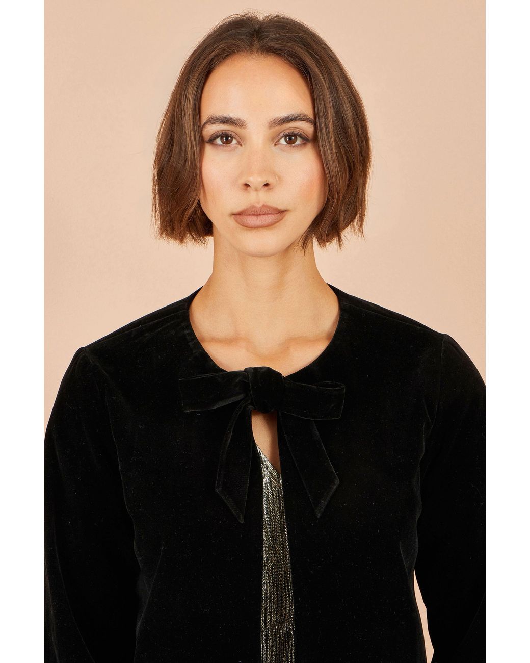 Yumi' Black Velvet Bow Jacket