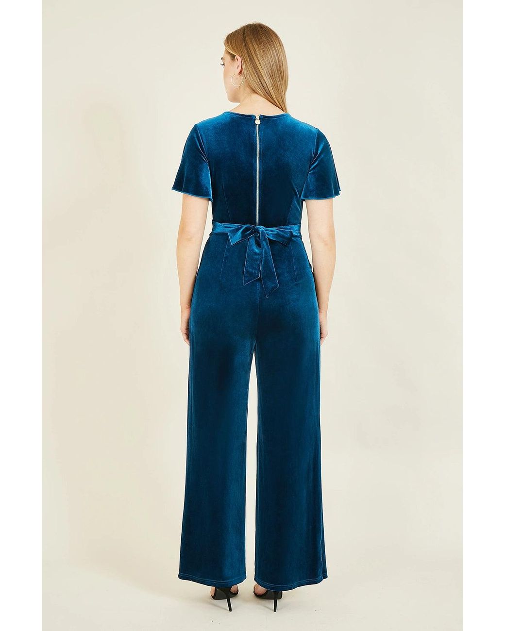 Yumi' Blue Angel Velvet Jumpsuit
