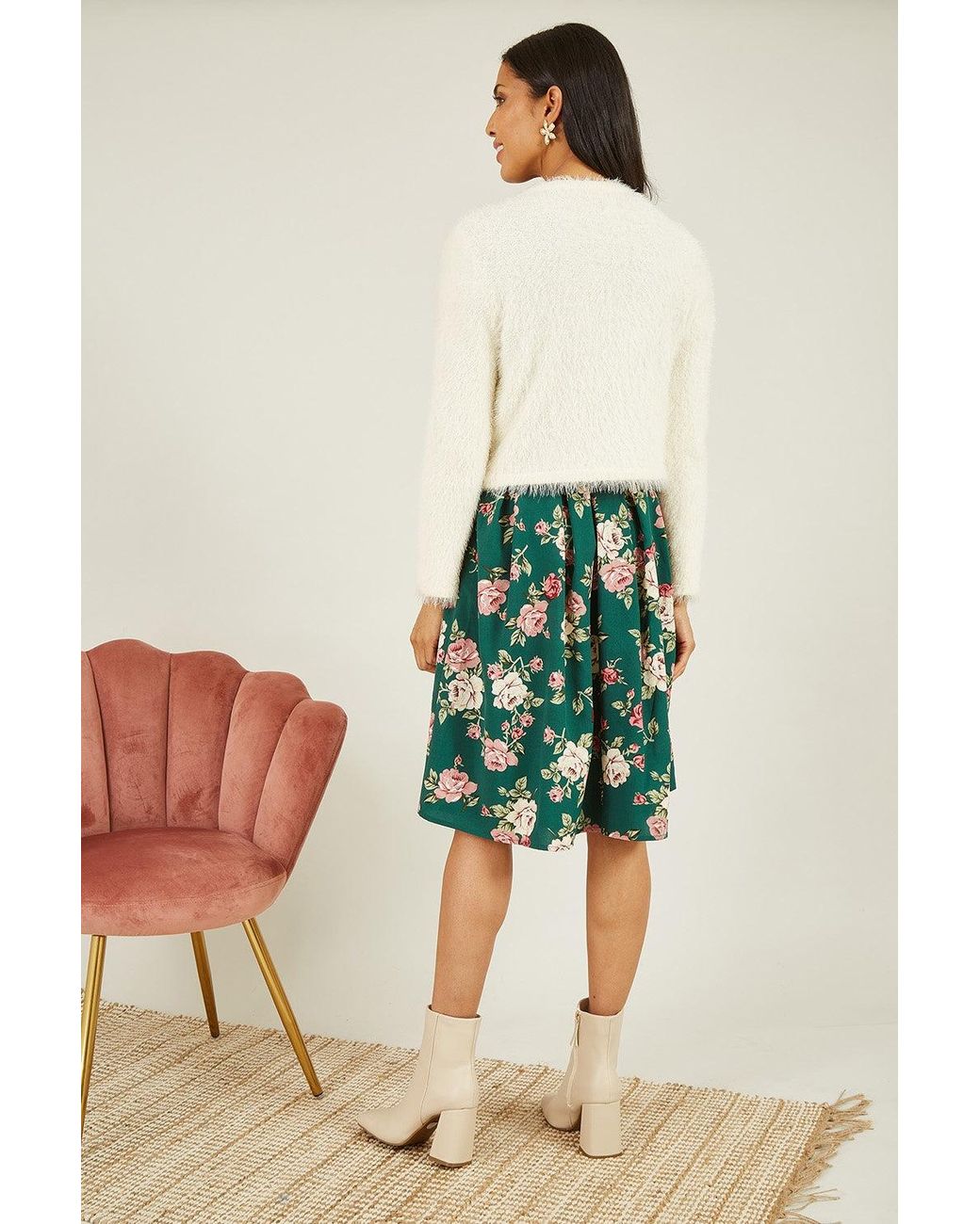 Yumi' Green Ivory Eyelash Knit Bolero