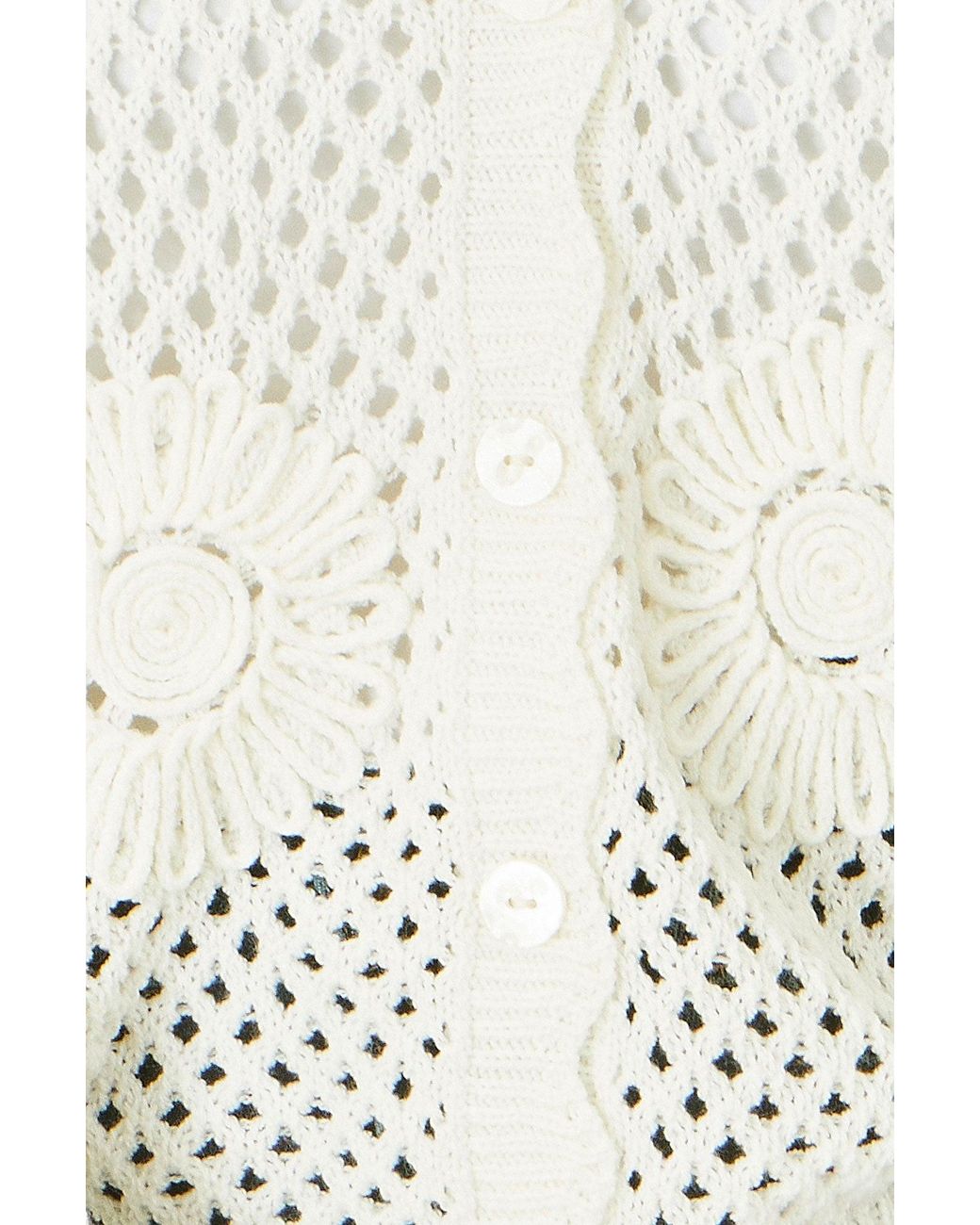 Yumi' White Flower Crochet Cardigan