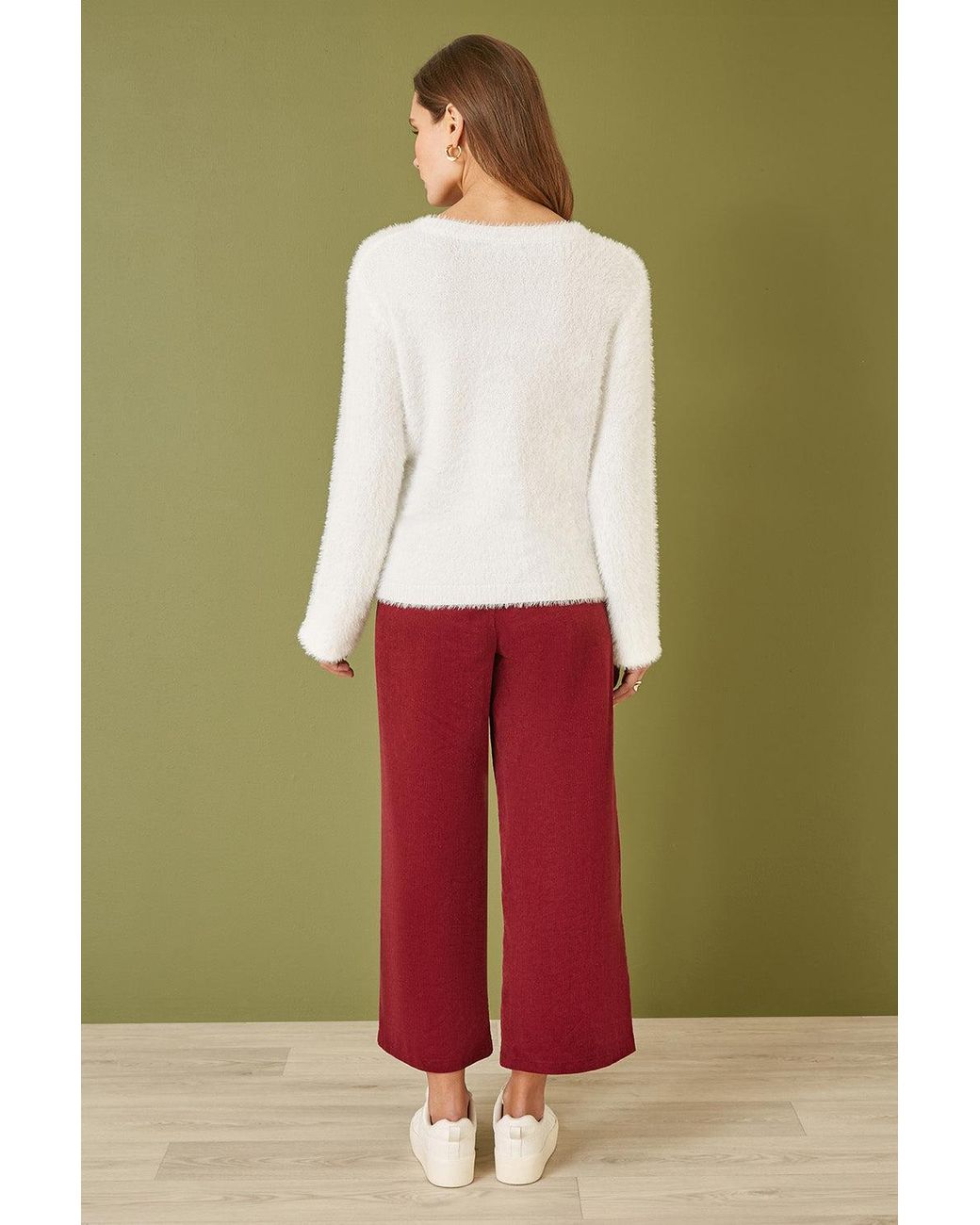 Yumi' Natural Sequin Snowflake Fluffy Jumper