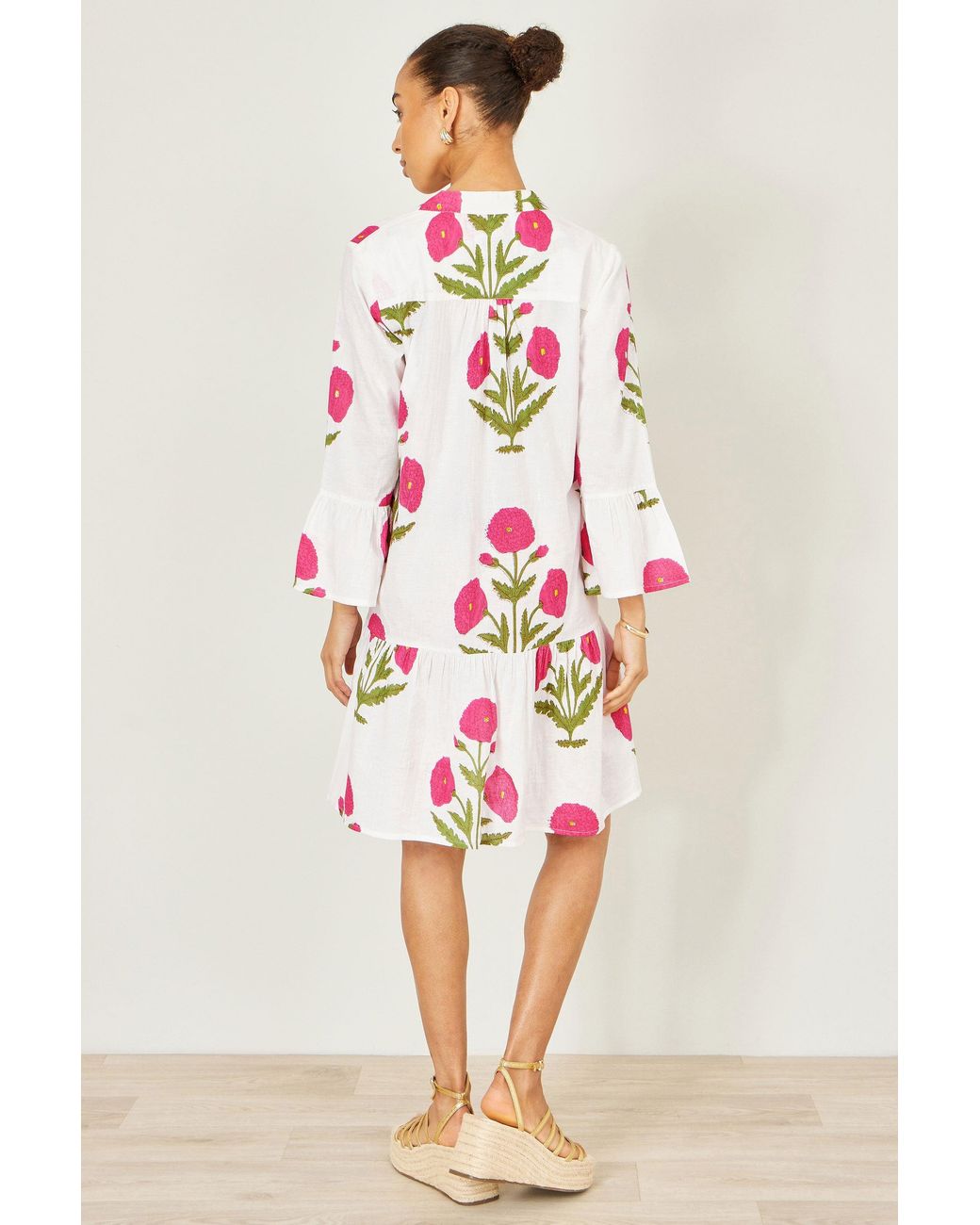 Yumi' White Cotton Floral Tunic