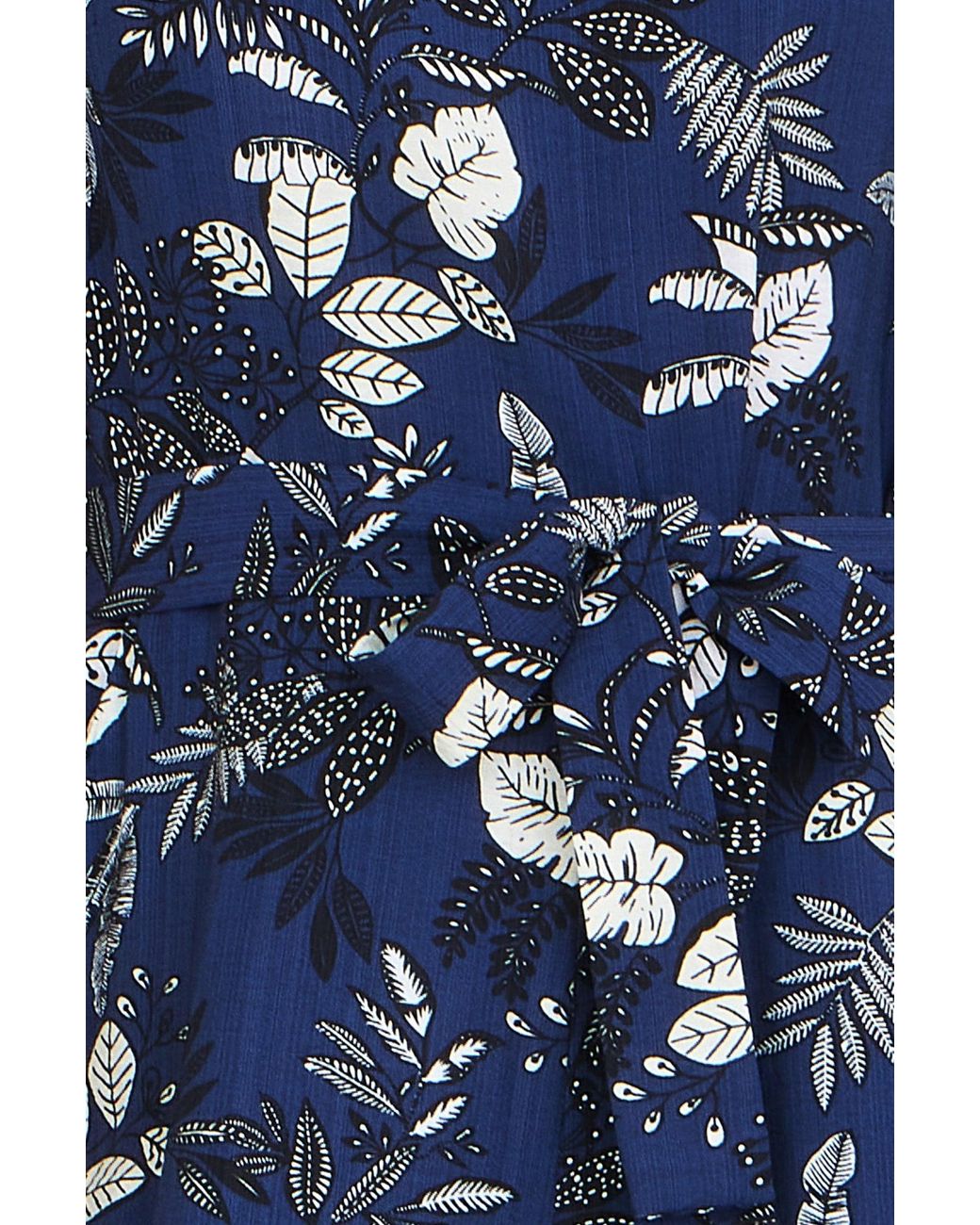 Yumi' Blue Leaf Culotte Jumpsuit