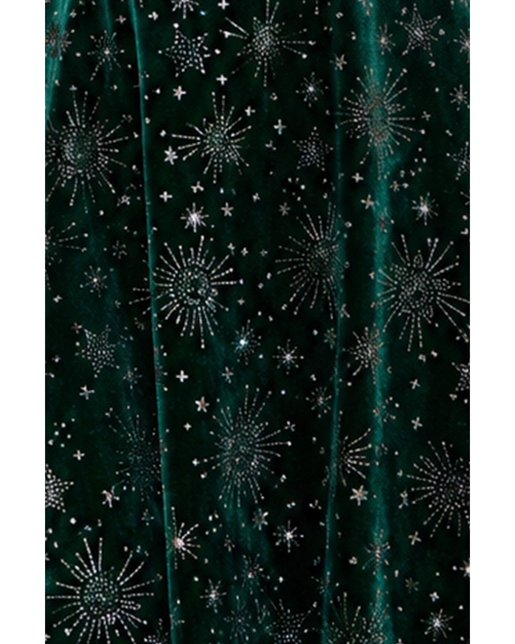 Yumi' Green Starburst Foil Print Long Sleeve Skater Dress