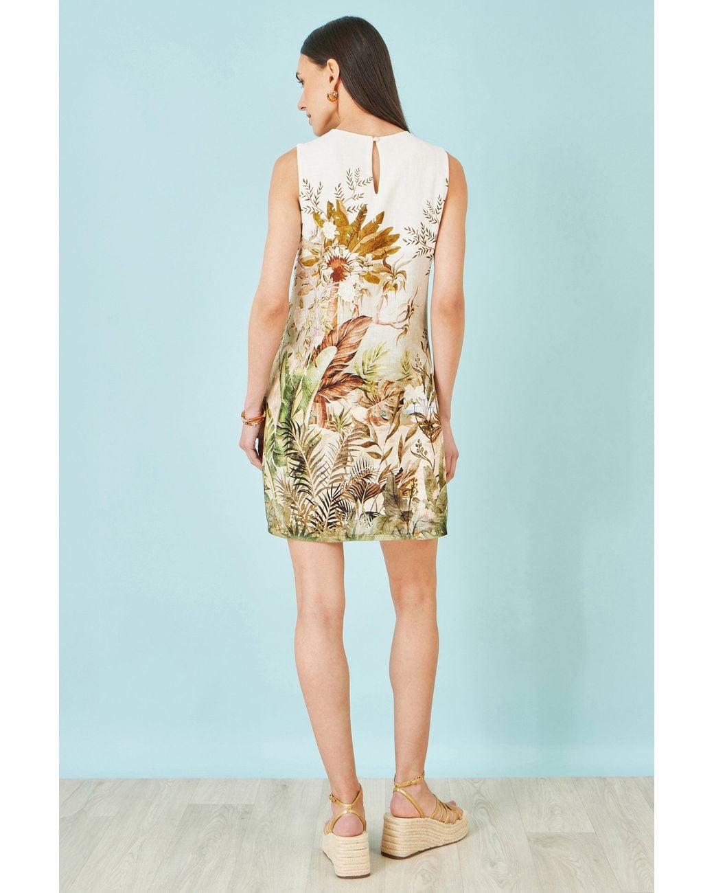 Yumi' White Jungle Print Viscose Shift Dress