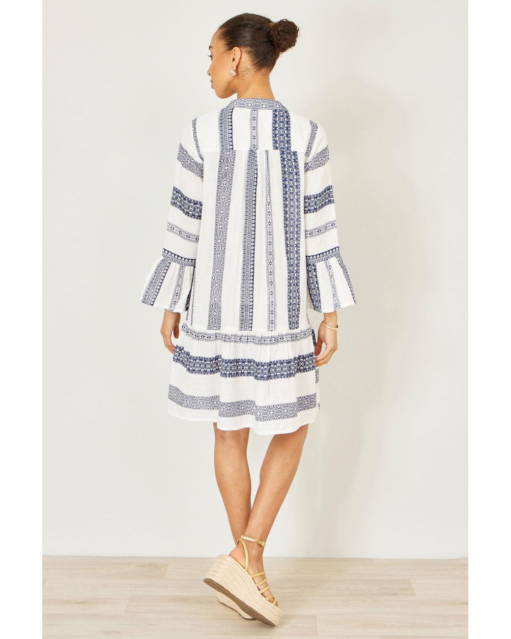 Yumi' White Cotton Stripe Tunic