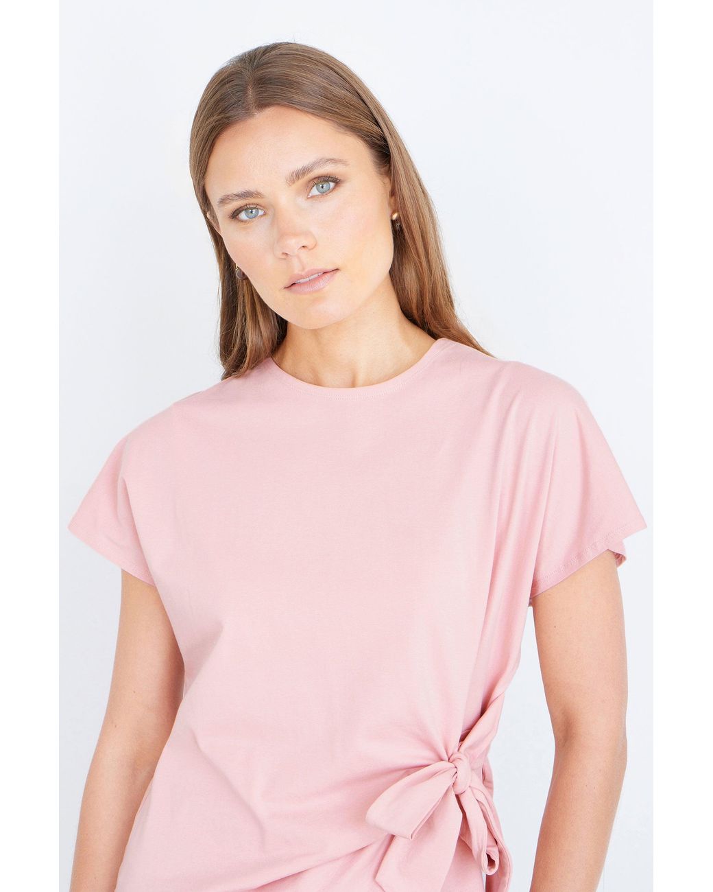 Yumi' White Cotton Jersey Top With Knot Detail