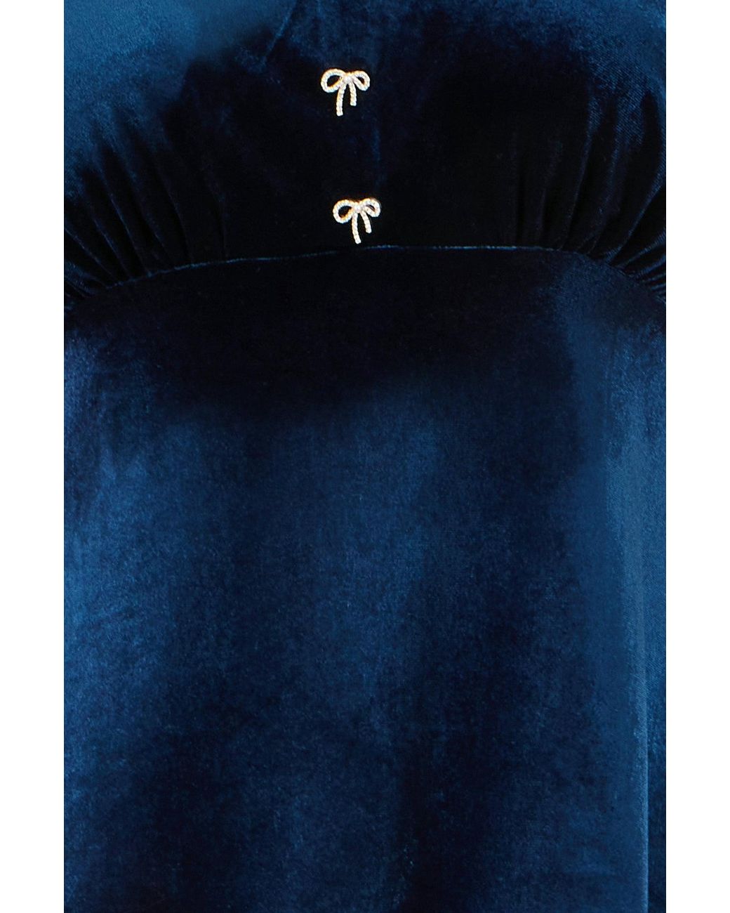 Yumi' Blue Velvet Skater Dress With Dimante Bow Detail