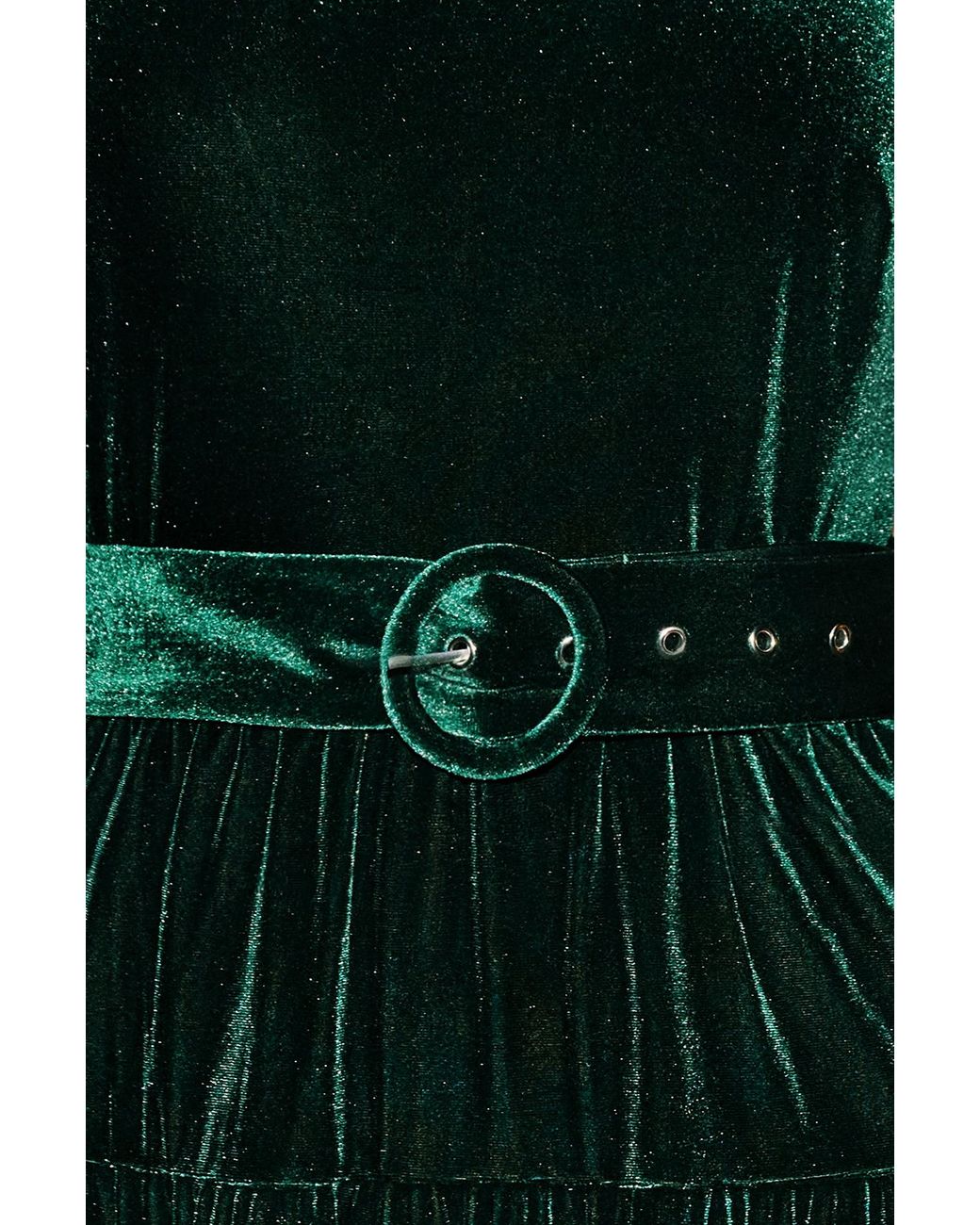 Yumi' Green Velvet Halter Maxi Dress With Belt