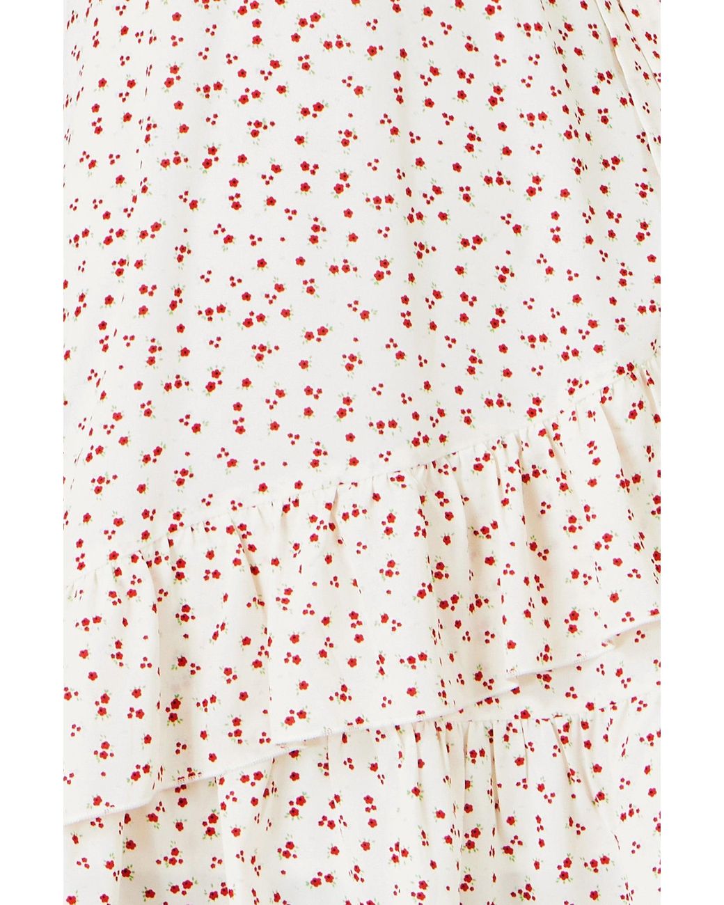 Yumi' White Ditsy Print Frill Wrap Dress