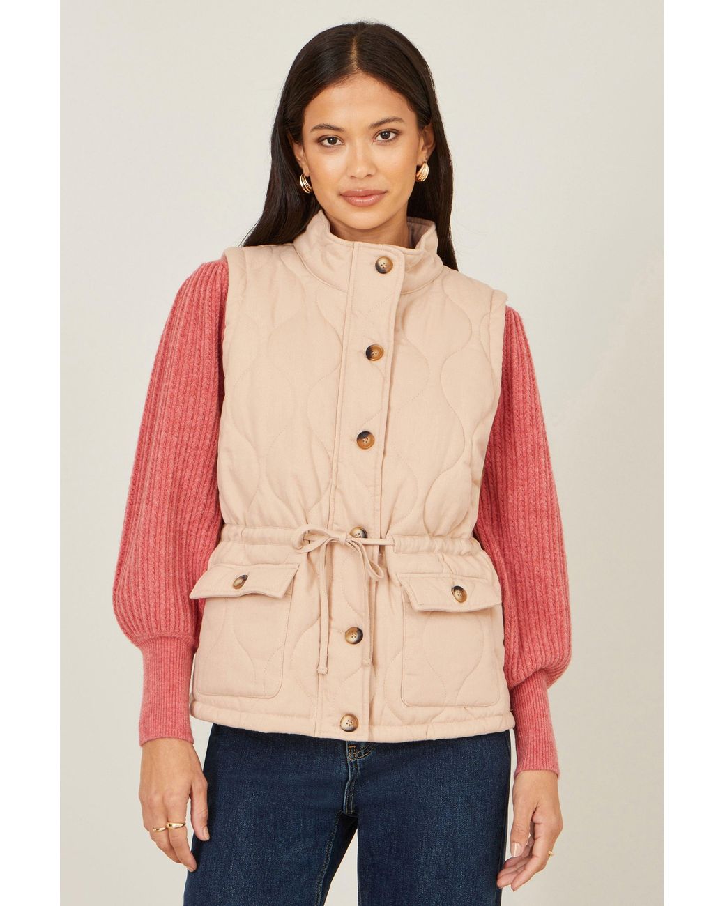 Yumi' Pink Quilted Utility Gilet
