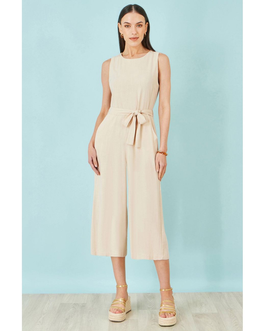 Yumi' Blue Viscose Culotte Jumpsuit