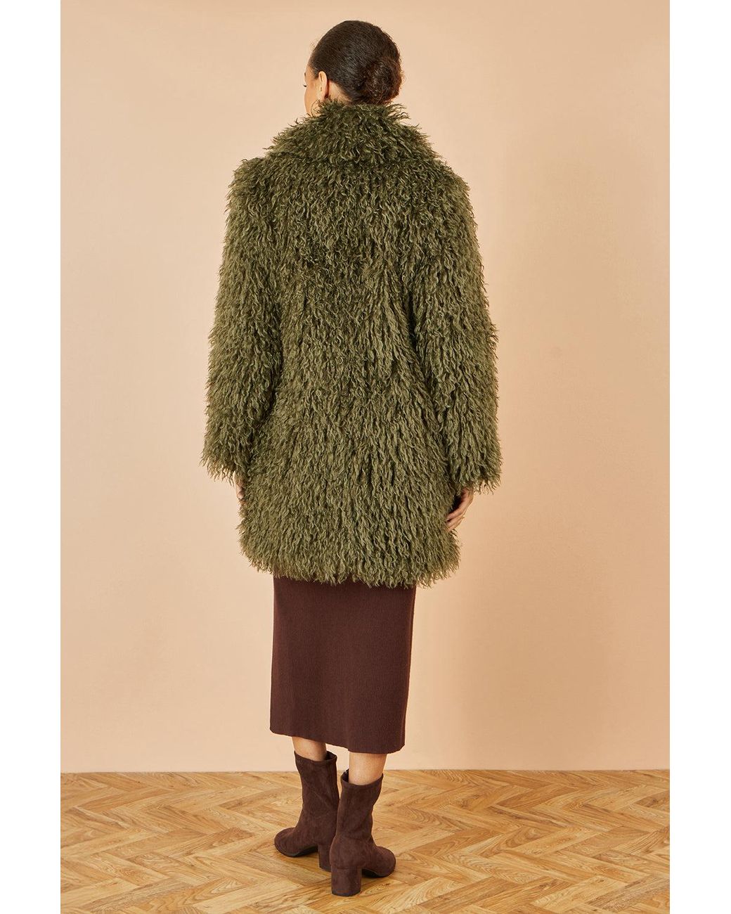 Yumi' Green Luxe Long Hair Fur Coat