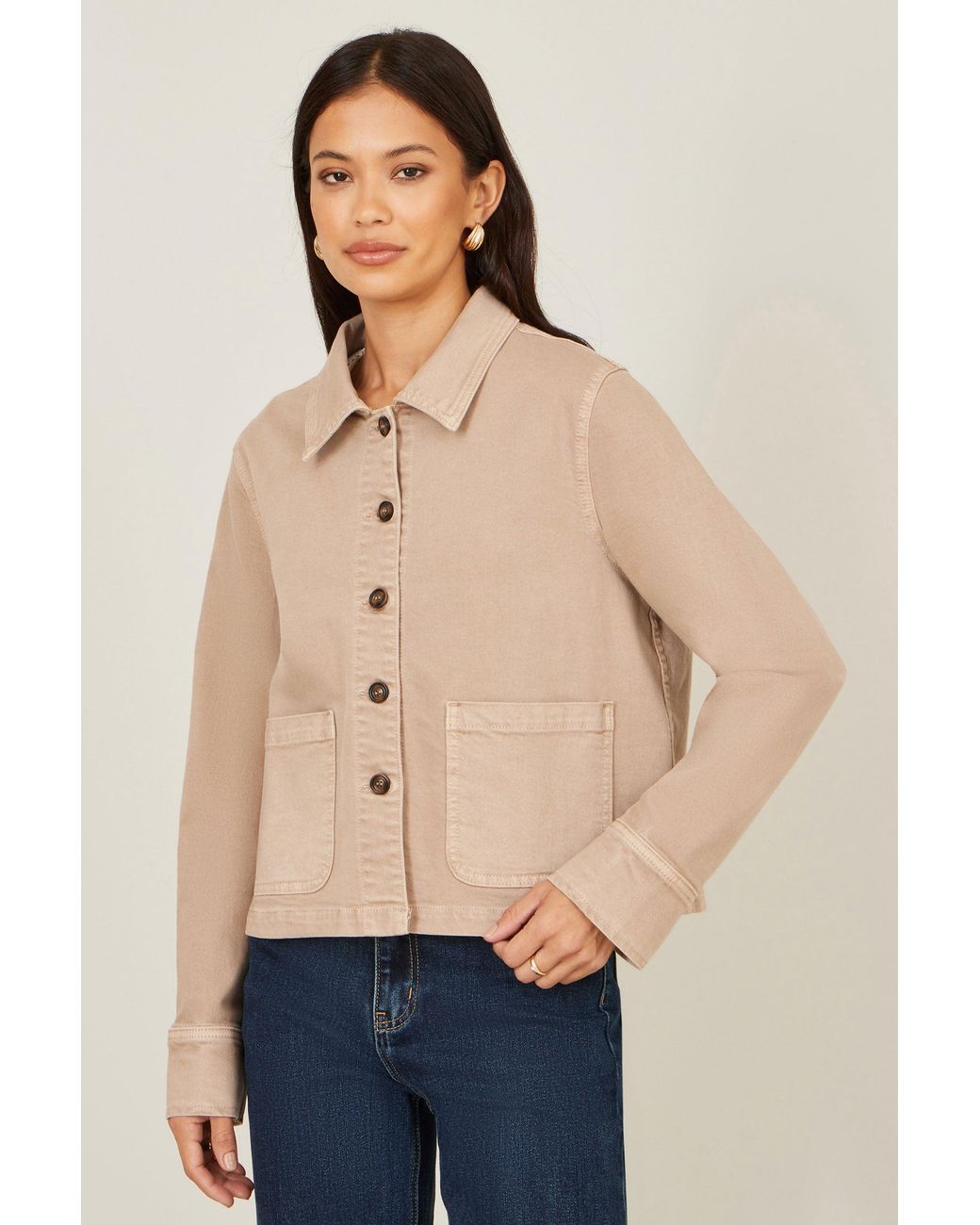Yumi' Natural Canvas Jacket With Patch Pockets